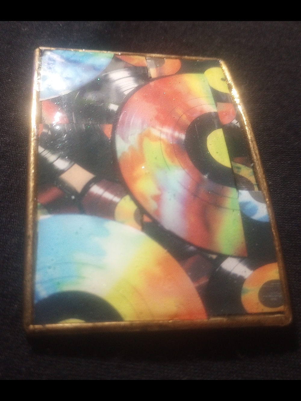 Colorful Vinyl Record Art Rectangle Belt Buckle